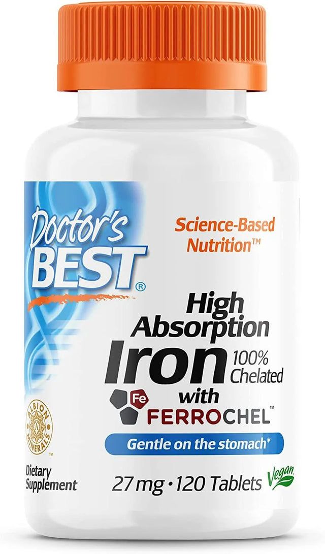 DOCTOR'S BEST - Doctor's Best High Absorption Iron with Ferrochel 27Mg. 120 Tabletas - The Red Vitamin MX - Suplementos Alimenticios - {{ shop.shopifyCountryName }}