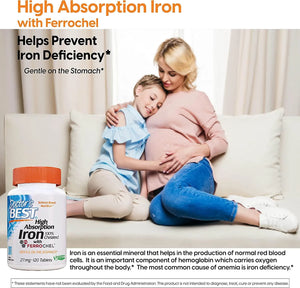 DOCTOR'S BEST - Doctor's Best High Absorption Iron with Ferrochel 27Mg. 120 Tabletas - The Red Vitamin MX - Suplementos Alimenticios - {{ shop.shopifyCountryName }}