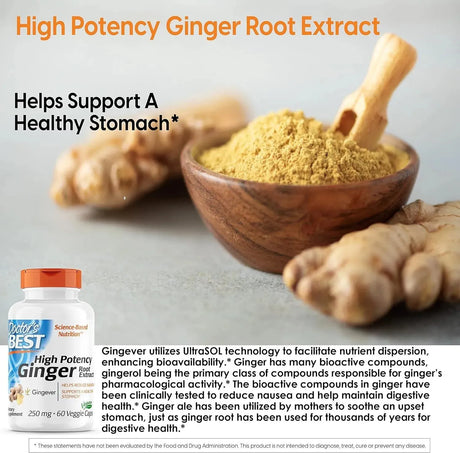 DOCTOR'S BEST - Doctor's Best High Potency Ginger 250Mg. 60 Capsulas - The Red Vitamin MX - Suplementos Alimenticios - {{ shop.shopifyCountryName }}