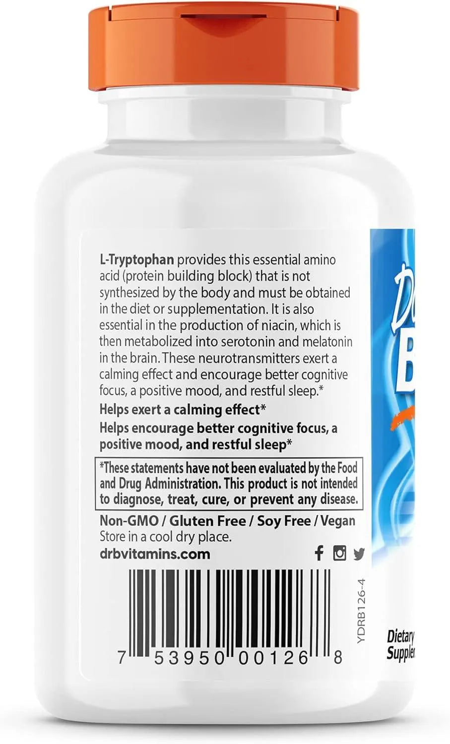 DOCTOR'S BEST - Doctor's Best L-Tryptophan 500Mg. 90 Capsulas - The Red Vitamin MX - Suplementos Alimenticios - {{ shop.shopifyCountryName }}