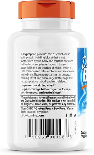 DOCTOR'S BEST - Doctor's Best L-Tryptophan 500Mg. 90 Capsulas - The Red Vitamin MX - Suplementos Alimenticios - {{ shop.shopifyCountryName }}