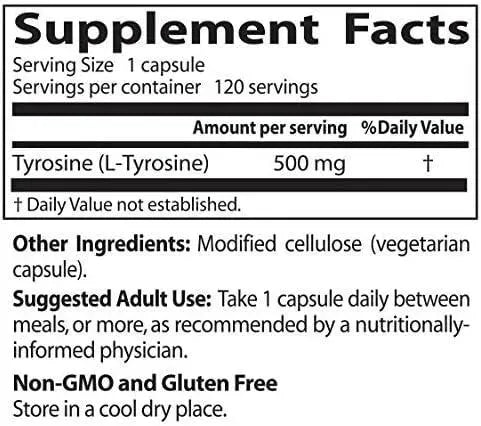 DOCTOR'S BEST - Doctor's Best L-Tyrosine 500Mg. 120 Capsulas - The Red Vitamin MX - Suplementos Alimenticios - {{ shop.shopifyCountryName }}