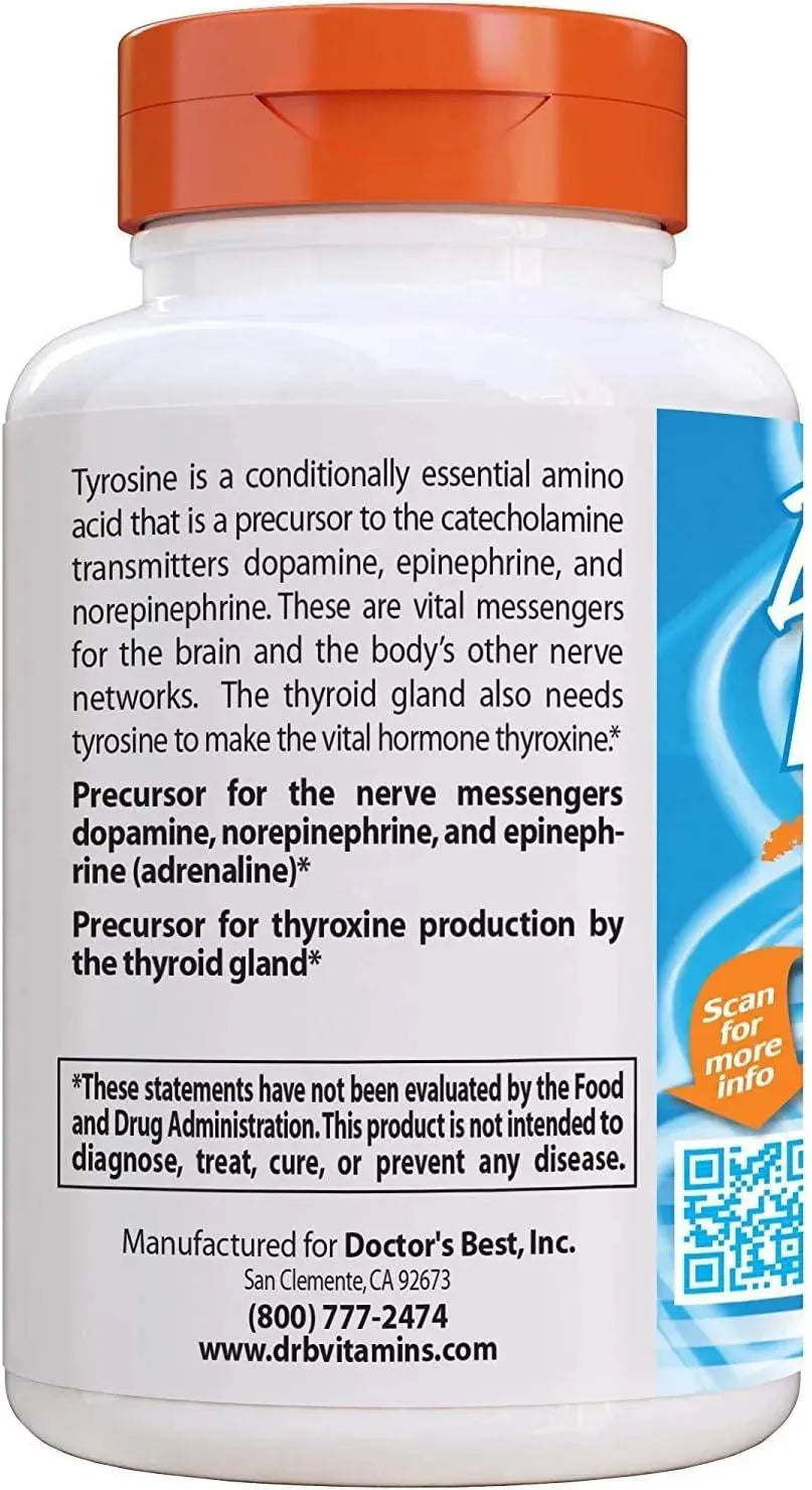 DOCTOR'S BEST - Doctor's Best L-Tyrosine 500Mg. 120 Capsulas - The Red Vitamin MX - Suplementos Alimenticios - {{ shop.shopifyCountryName }}