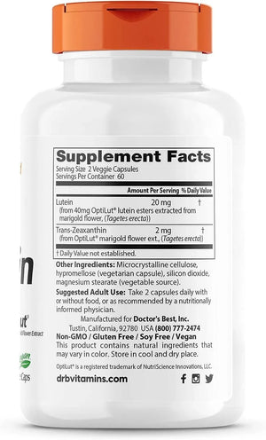 DOCTOR'S BEST - Doctor's Best Lutein with OptiLut 120 Capsulas - The Red Vitamin MX - Suplementos Alimenticios - {{ shop.shopifyCountryName }}