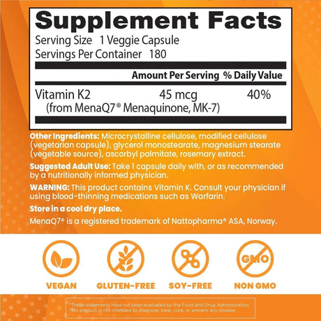 DOCTOR'S BEST - Doctor's Best Natural Vitamin K2 Mk-7 180 Capsulas - The Red Vitamin MX - Suplementos Alimenticios - {{ shop.shopifyCountryName }}