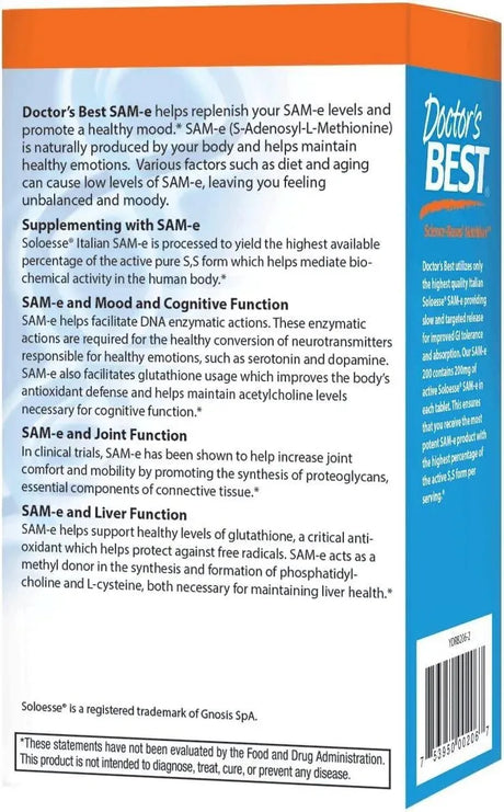 DOCTOR'S BEST - Doctor's Best SAM-e 200Mg. 60 Tabletas - The Red Vitamin MX - Suplementos Alimenticios - {{ shop.shopifyCountryName }}