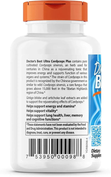 DOCTOR'S BEST - Doctor's Best Ultra Cordyceps Plus 60 Capsulas - The Red Vitamin MX - Suplementos Alimenticios - {{ shop.shopifyCountryName }}