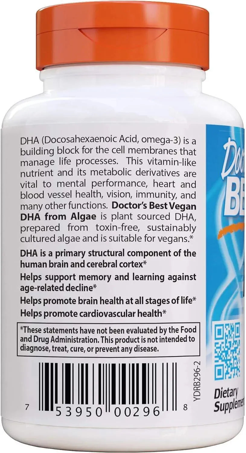 DOCTOR'S BEST - Doctor's Best Vegetarian DHA from Algae 200Mg. 60 Capsulas Blandas - The Red Vitamin MX - Suplementos Alimenticios - {{ shop.shopifyCountryName }}