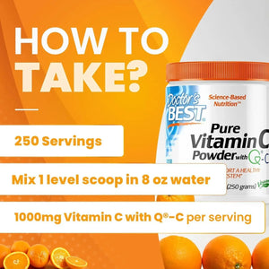 DOCTOR'S BEST - Doctor's Best Vitamin C Powder with Q-C 250Gr. - The Red Vitamin MX - Suplementos Alimenticios - {{ shop.shopifyCountryName }}