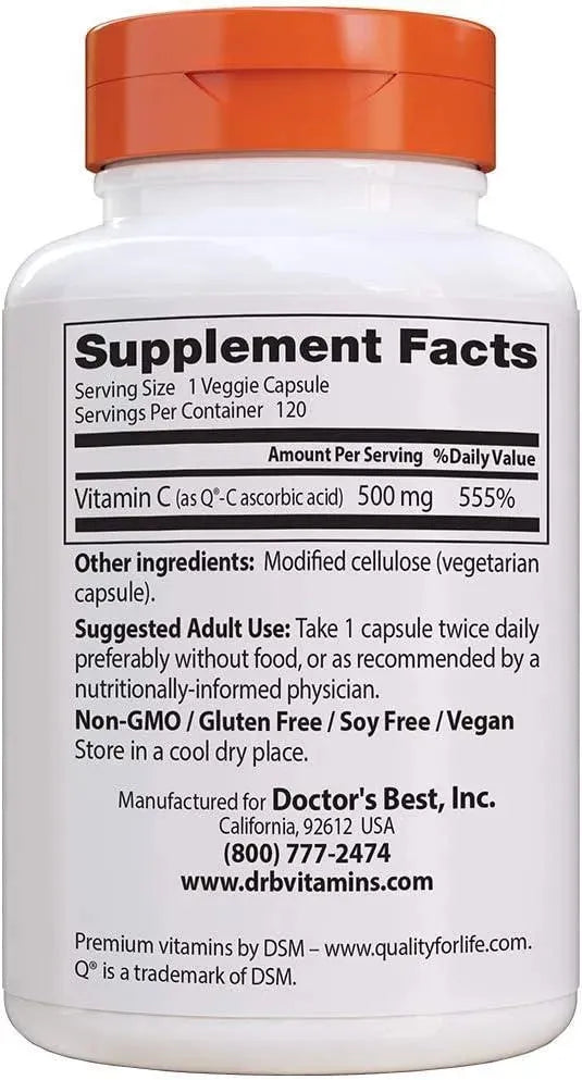 DOCTOR'S BEST - Doctor's Best Vitamin C with Q-C 500Mg. 120 Capsulas Blandas - The Red Vitamin MX - Suplementos Alimenticios - {{ shop.shopifyCountryName }}