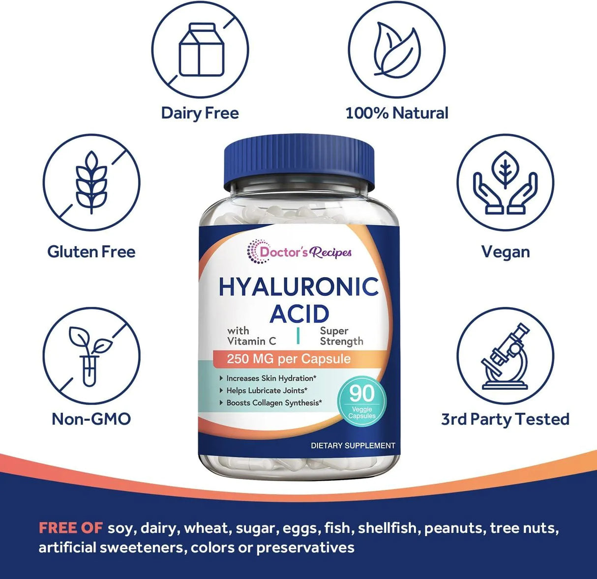 DOCTOR´S RECIPES - Doctor's Recipes Hyaluronic Acid 250Mg. 90 Capsulas - The Red Vitamin MX - Suplementos Alimenticios - {{ shop.shopifyCountryName }}