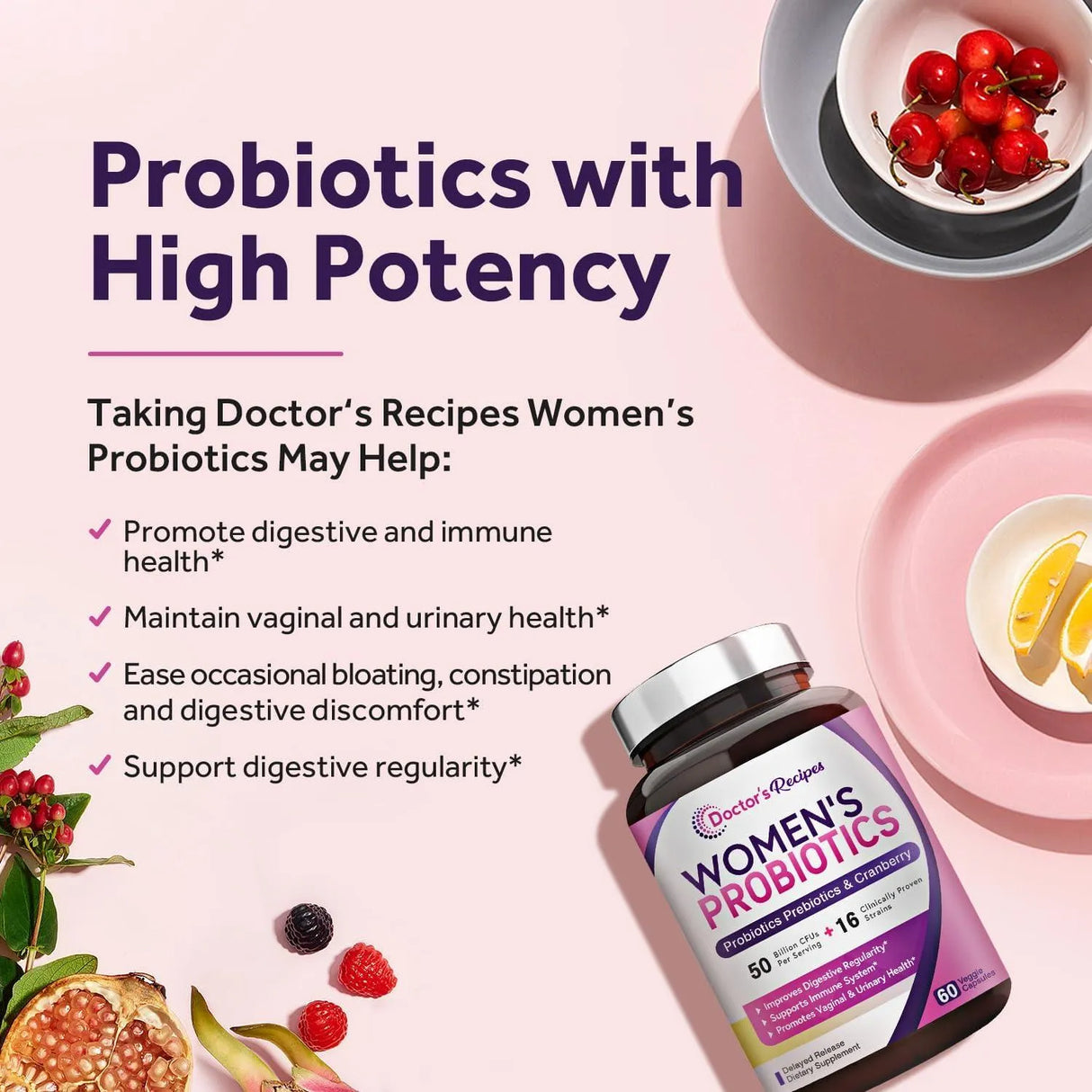 DOCTOR´S RECIPES - Doctor's Recipes Women’s Probiotic 50 Billion CFU 60 Capsulas - The Red Vitamin MX - Suplementos Alimenticios - {{ shop.shopifyCountryName }}