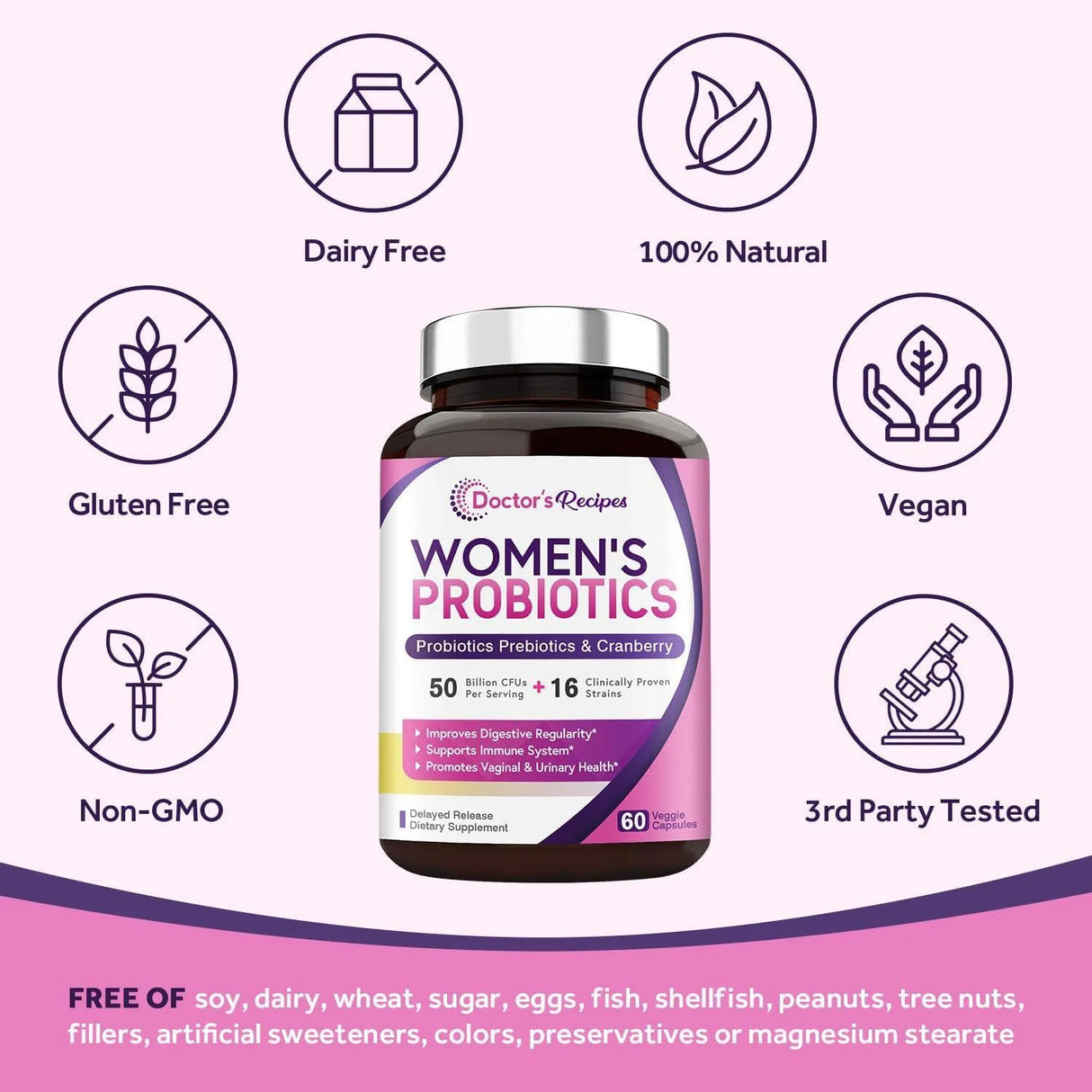 DOCTOR´S RECIPES - Doctor's Recipes Women’s Probiotic 50 Billion CFU 60 Capsulas - The Red Vitamin MX - Suplementos Alimenticios - {{ shop.shopifyCountryName }}