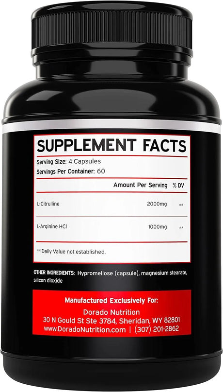 DORADO NUTRITION - Dorado Nutrition L Arginine L Citrulline 3000Mg. 240 Capsulas - The Red Vitamin MX - Suplementos Alimenticios - {{ shop.shopifyCountryName }}