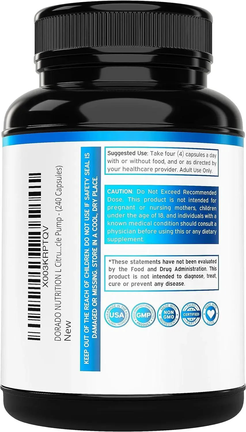 DORADO NUTRITION - Dorado Nutrition L Citrulline 3000Mg. 240 Capsulas - The Red Vitamin MX - Suplementos Alimenticios - {{ shop.shopifyCountryName }}