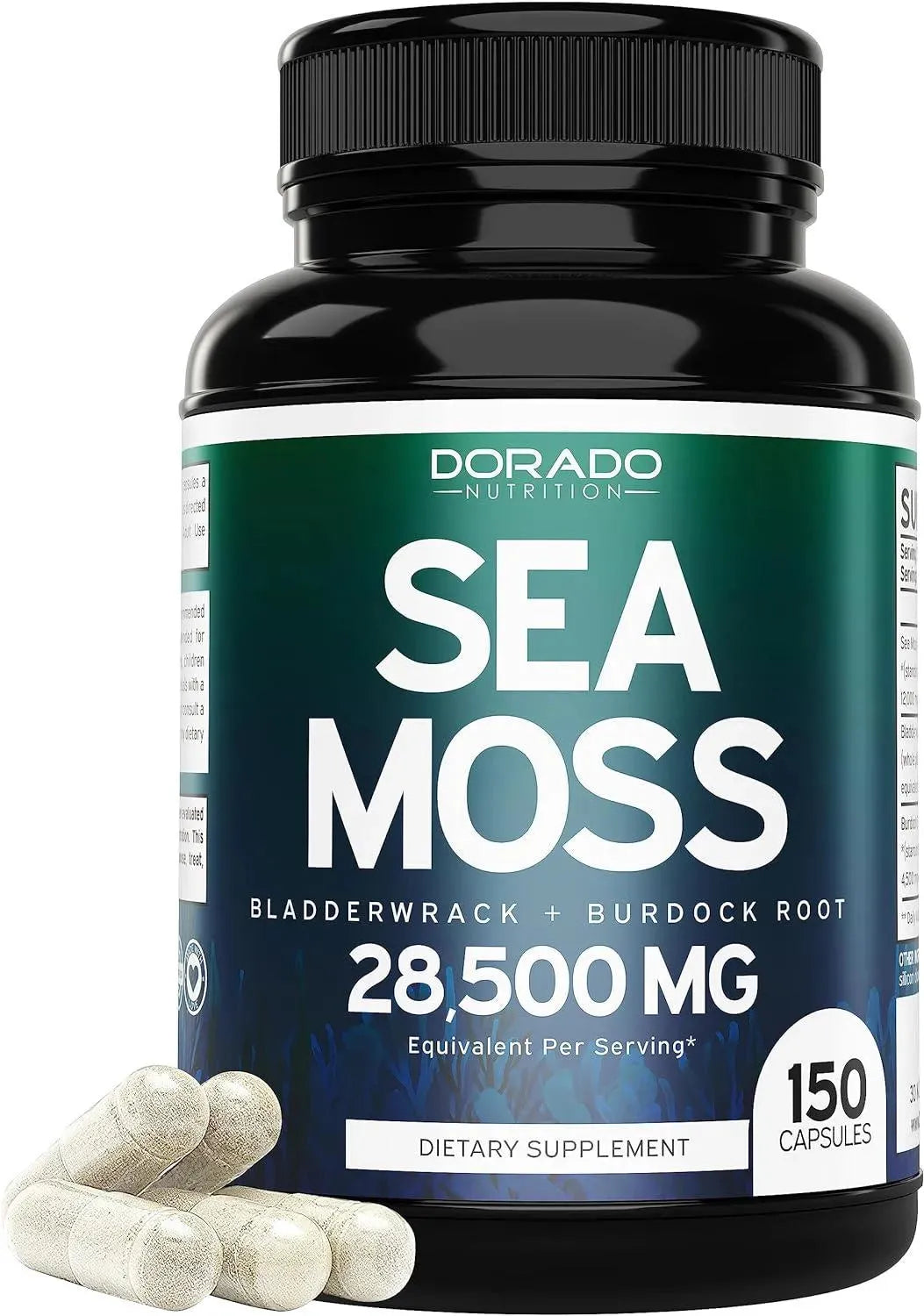 DORADO NUTRITION - Dorado Nutrition Sea Moss Capsules with Raw Bladderwrack & Burdock Root Extract 150 Capsulas - The Red Vitamin MX - Suplementos Alimenticios - {{ shop.shopifyCountryName }}