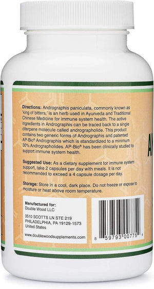 DOUBLE WOOD SUPPLEMENTS - Double Wood Supplements Andrographis 1000Mg. 120 Capsulas - The Red Vitamin MX - Suplementos Alimenticios - {{ shop.shopifyCountryName }}