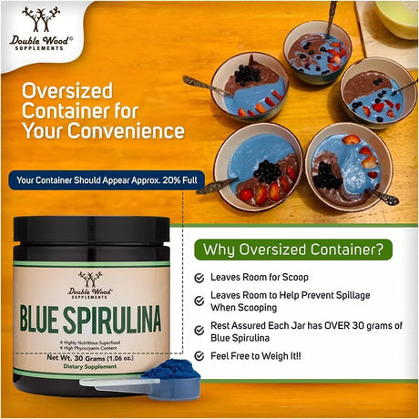 DOUBLE WOOD SUPPLEMENTS - Double Wood Supplements Blue Spirulina Powder 30Gr. - The Red Vitamin MX - Suplementos Alimenticios - {{ shop.shopifyCountryName }}