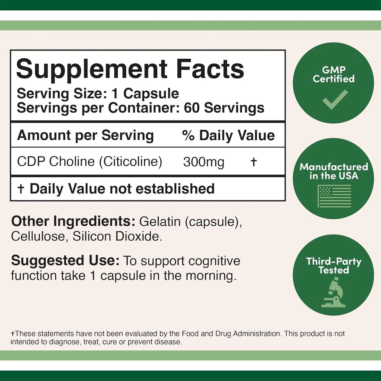 DOUBLE WOOD SUPPLEMENTS - Double Wood Supplements CDP Choline (Citicoline) 300Mg. 60 Capsulas - The Red Vitamin MX - Suplementos Alimenticios - {{ shop.shopifyCountryName }}