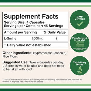 DOUBLE WOOD SUPPLEMENTS - Double Wood Supplements L-Serine 2000Mg. 180 Capsulas - The Red Vitamin MX - Suplementos Alimenticios - {{ shop.shopifyCountryName }}