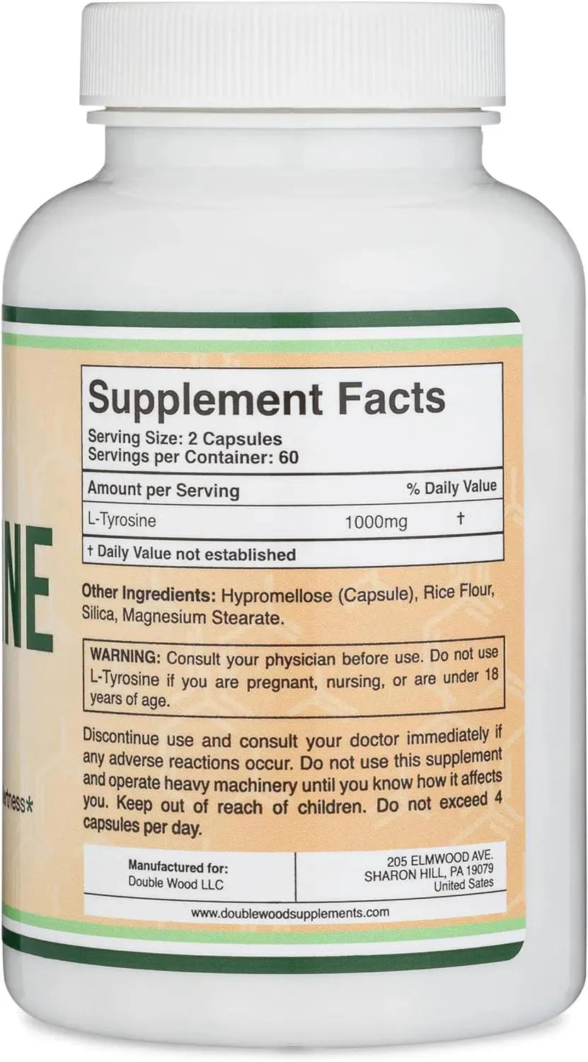 DOUBLE WOOD SUPPLEMENTS - Double Wood Supplements L-Tyrosine 1,000Mg. 120 Capsulas - The Red Vitamin MX - Suplementos Alimenticios - {{ shop.shopifyCountryName }}