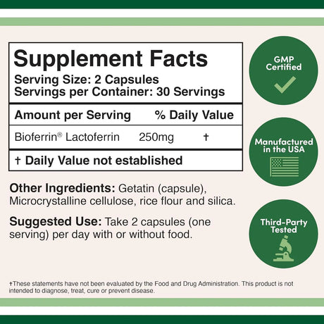 DOUBLE WOOD SUPPLEMENTS - Double Wood Supplements Lactoferrin 250Mg. 60 Capsulas - The Red Vitamin MX - Suplementos Alimenticios - {{ shop.shopifyCountryName }}