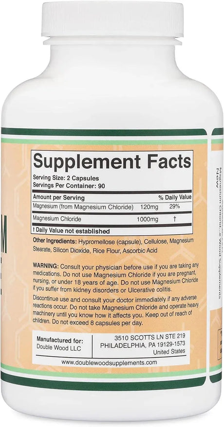 DOUBLE WOOD SUPPLEMENTS - Double Wood Supplements Magnesium Chloride 1000Mg. 180 Capsulas - The Red Vitamin MX - Suplementos Alimenticios - {{ shop.shopifyCountryName }}