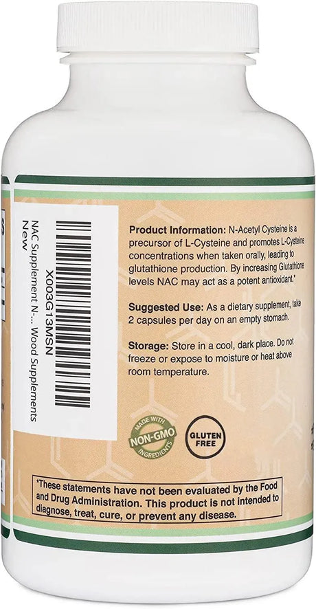 DOUBLE WOOD SUPPLEMENTS - Double Wood Supplements NAC Supplement N-Acetyl Cysteine 1000Mg. 210 Capsulas - The Red Vitamin MX - Suplementos Alimenticios - {{ shop.shopifyCountryName }}
