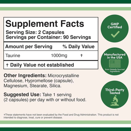 DOUBLE WOOD SUPPLEMENTS - Double Wood Supplements Taurine 1000Mg. 180 Capsulas - The Red Vitamin MX - Suplementos Alimenticios - {{ shop.shopifyCountryName }}