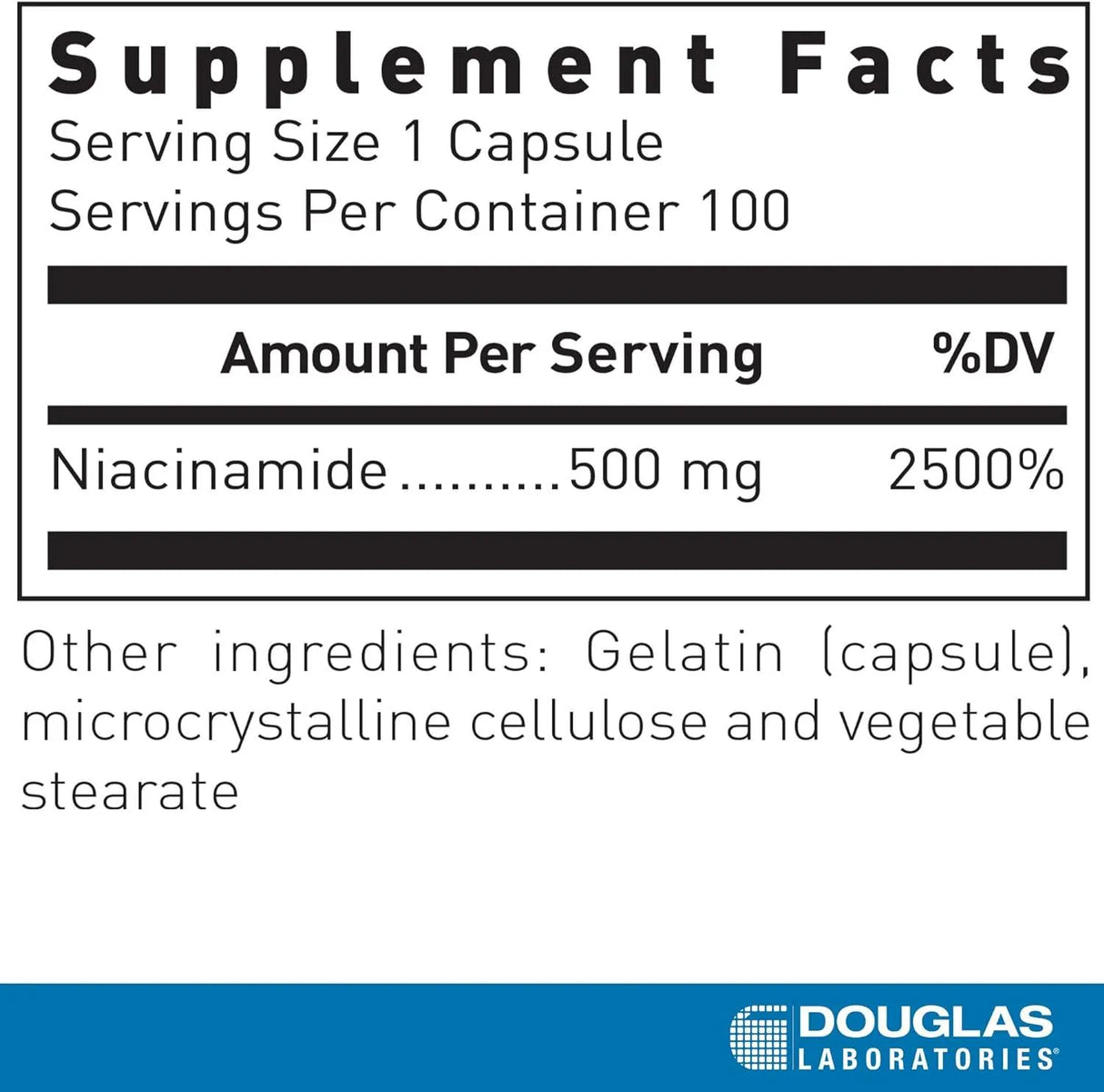 DOUGLAS LABORATORIES - Douglas Laboratories Niacinamide 500Mg. 100 Capsulas - The Red Vitamin MX - Suplementos Alimenticios - {{ shop.shopifyCountryName }}