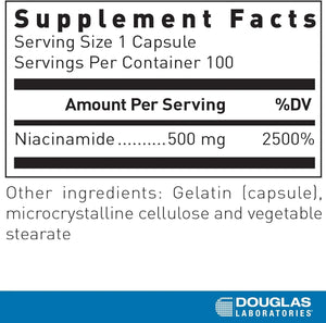 DOUGLAS LABORATORIES - Douglas Laboratories Niacinamide 500Mg. 100 Capsulas - The Red Vitamin MX - Suplementos Alimenticios - {{ shop.shopifyCountryName }}