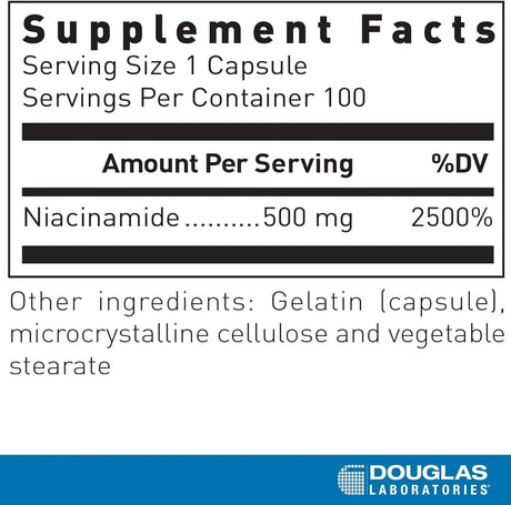 DOUGLAS LABORATORIES - Douglas Laboratories Niacinamide 500Mg. 100 Capsulas - The Red Vitamin MX - Suplementos Alimenticios - {{ shop.shopifyCountryName }}