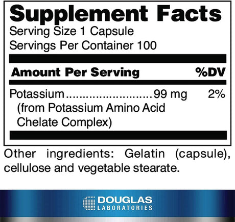 DOUGLAS LABORATORIES - Douglas Laboratories Potassium 99Mg. 100 Capsulas - The Red Vitamin MX - Suplementos Alimenticios - {{ shop.shopifyCountryName }}