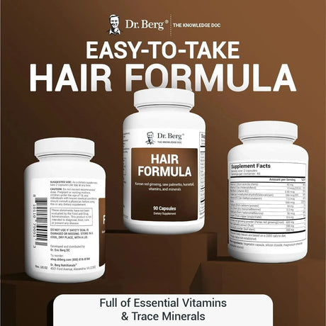 DR. BERG - Dr. Berg Hair Formula All in One Vitamins for Hair, Skin & Nail 90 Capsulas - The Red Vitamin MX - Suplementos Alimenticios - {{ shop.shopifyCountryName }}