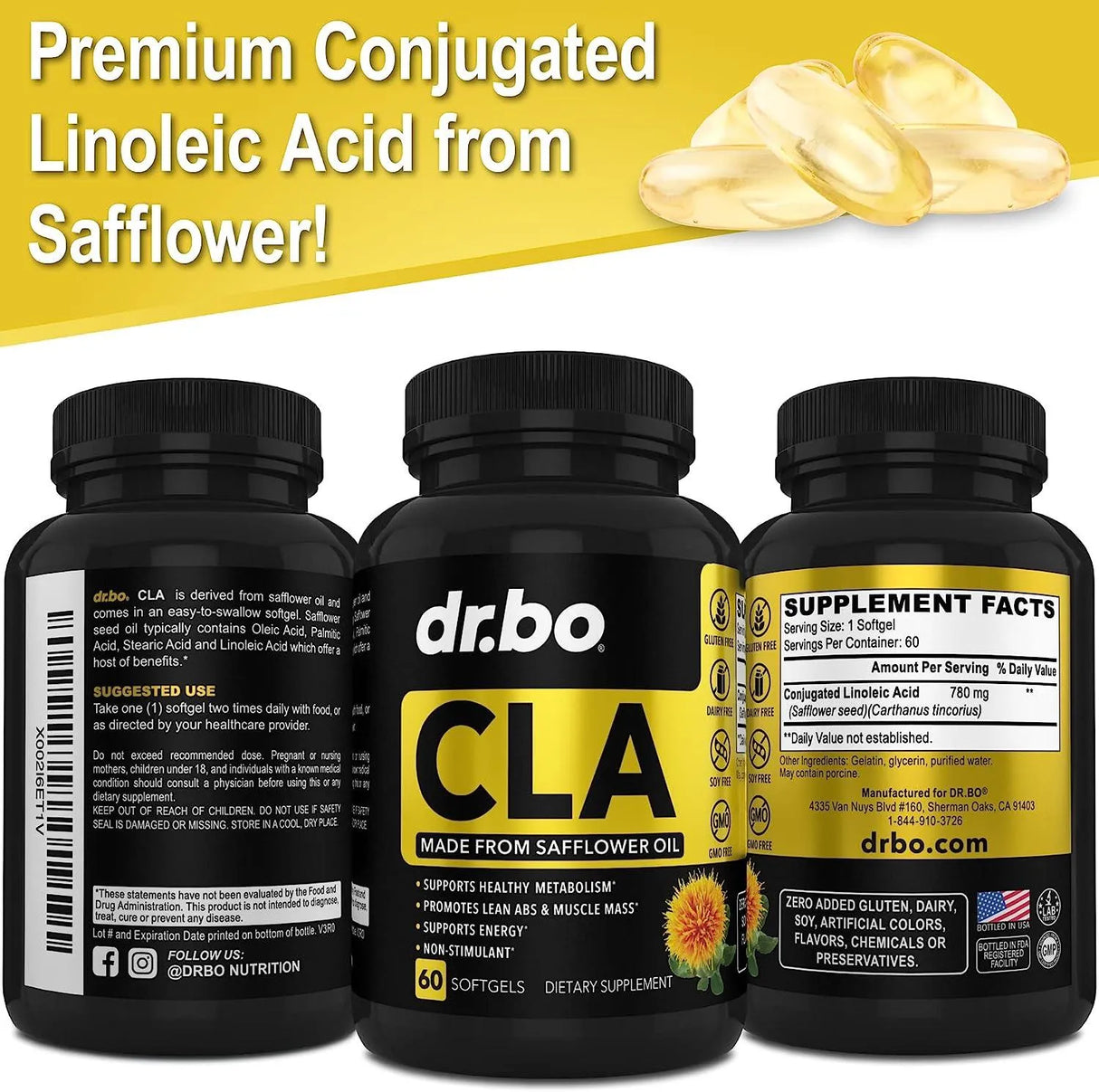 DR. BO - DR. BO CLA Safflower Oil Supplement 60 Capsulas Blandas - The Red Vitamin MX - Suplementos Alimenticios - {{ shop.shopifyCountryName }}