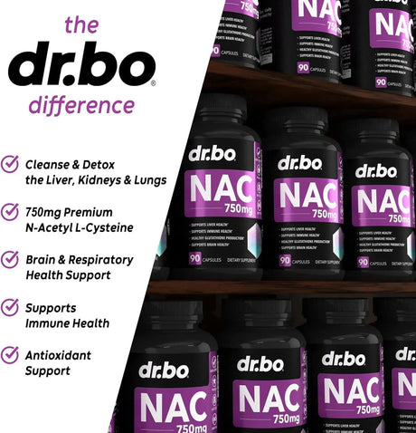 DR. BO - DR. BO NAC N-Acetyl Cysteine 750Mg. 90 Capsulas - The Red Vitamin MX - Suplementos Alimenticios - {{ shop.shopifyCountryName }}