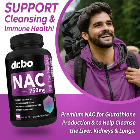 DR. BO - DR. BO NAC N-Acetyl Cysteine 750Mg. 90 Capsulas - The Red Vitamin MX - Suplementos Alimenticios - {{ shop.shopifyCountryName }}