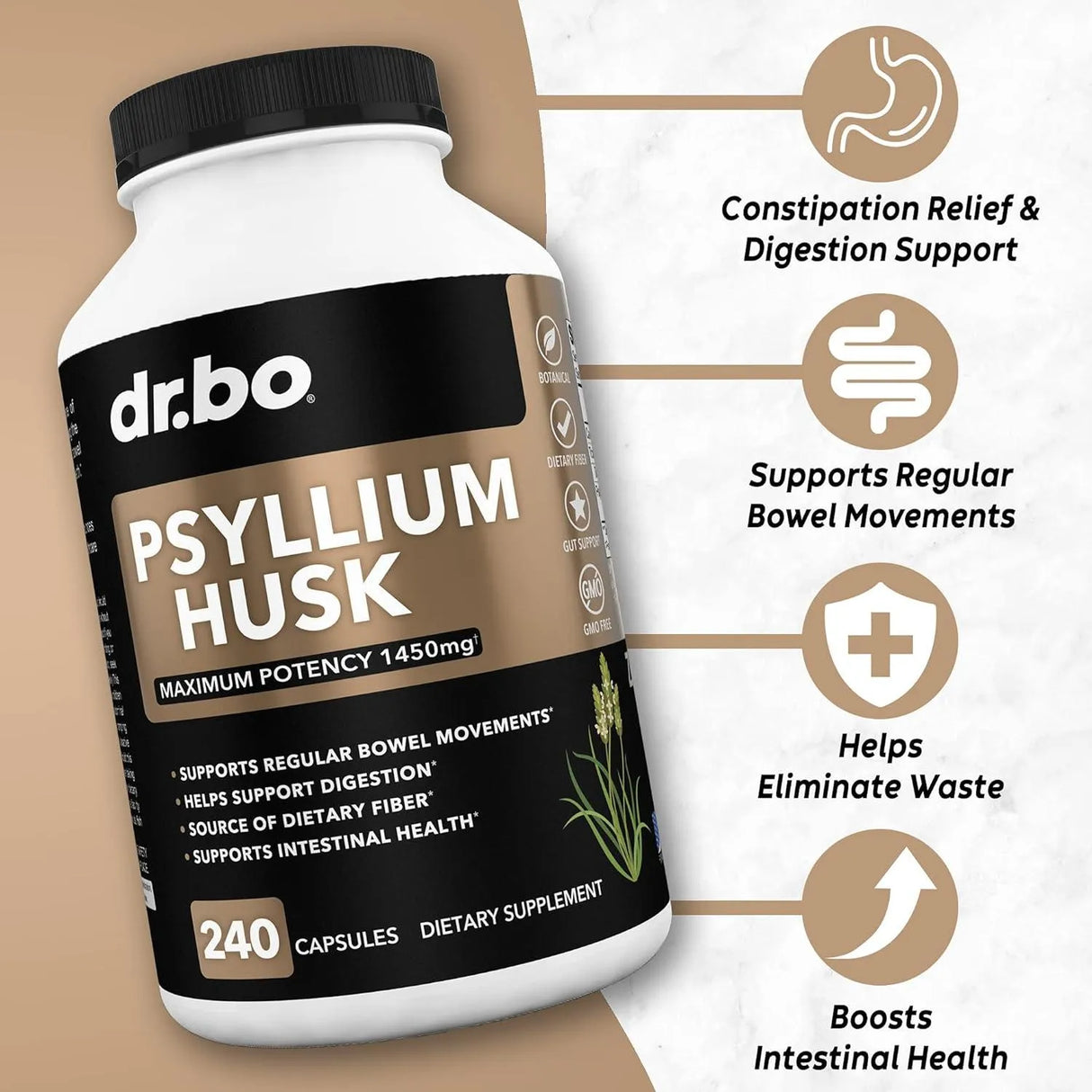 DR. BO - dr. bo Psyllium Husk 240 Capsulas - The Red Vitamin MX - Suplementos Alimenticios - {{ shop.shopifyCountryName }}