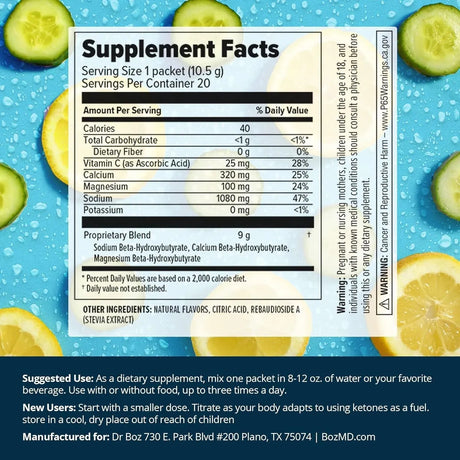 DR. BOZ - Dr. Boz Cucumber Lemon Keto BHB Powder 20 Paquetes - The Red Vitamin MX - Suplementos Alimenticios - {{ shop.shopifyCountryName }}