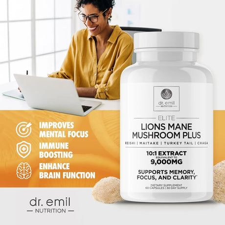 DR EMIL NUTRITION - DR EMIL NUTRITION 9000Mg. Organic Lions Mane Supplement 60 Capsulas - The Red Vitamin MX - Suplementos Alimenticios - {{ shop.shopifyCountryName }}