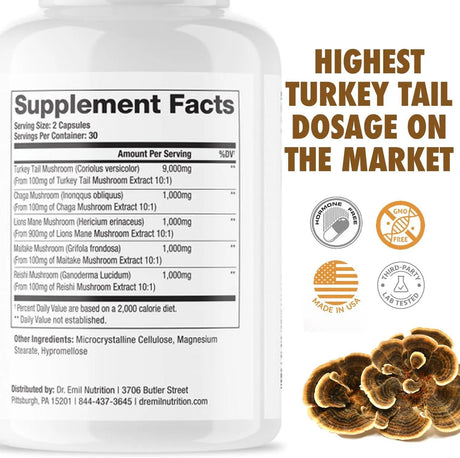 DR EMIL NUTRITION - DR. EMIL NUTRITION Turkey Tail Mushroom 9000Mg. 60 Capsulas - The Red Vitamin MX - Suplementos Alimenticios - {{ shop.shopifyCountryName }}