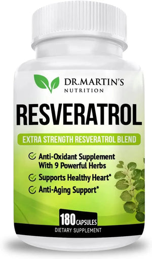 DR. MARTIN'S NUTRITION - Dr. Martin´s Nutrition Extra Strength Resveratrol 1568Mg. 180 Capsulas - The Red Vitamin MX - Suplementos Alimenticios - {{ shop.shopifyCountryName }}