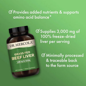 DR MERCOLA - Dr. Mercola Grass Fed Beef Liver 180 Capsulas - The Red Vitamin MX - Suplementos Alimenticios - {{ shop.shopifyCountryName }}