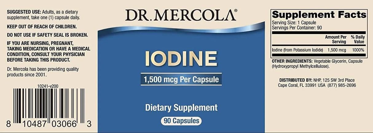 DR MERCOLA - Dr. Mercola Iodine 90 Capsulas - The Red Vitamin MX - Suplementos Alimenticios - {{ shop.shopifyCountryName }}