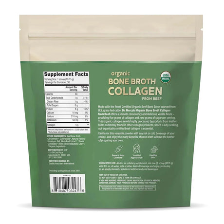 DR MERCOLA - Dr. Mercola Organic Bone Broth Collagen Powder Vanilla 30 Servicios 304.5 Gr. - The Red Vitamin MX - Suplementos Alimenticios - {{ shop.shopifyCountryName }}