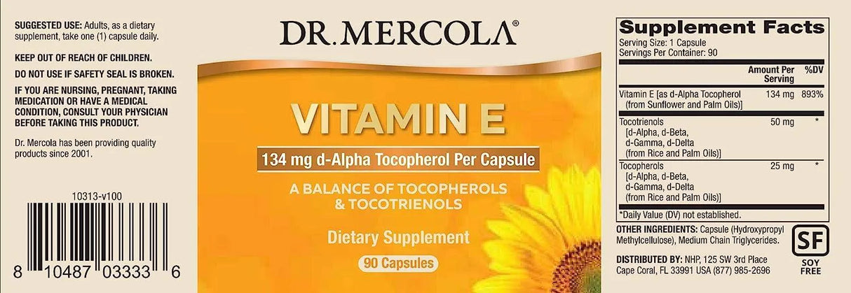 DR MERCOLA - Dr. Mercola Vitamin E 134Mg. 90 Capsulas - The Red Vitamin MX - Suplementos Alimenticios - {{ shop.shopifyCountryName }}