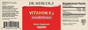 DR MERCOLA - Dr. Mercola Vitamin K-2 180mcg 30 Capsulas - The Red Vitamin MX - Suplementos Alimenticios - {{ shop.shopifyCountryName }}