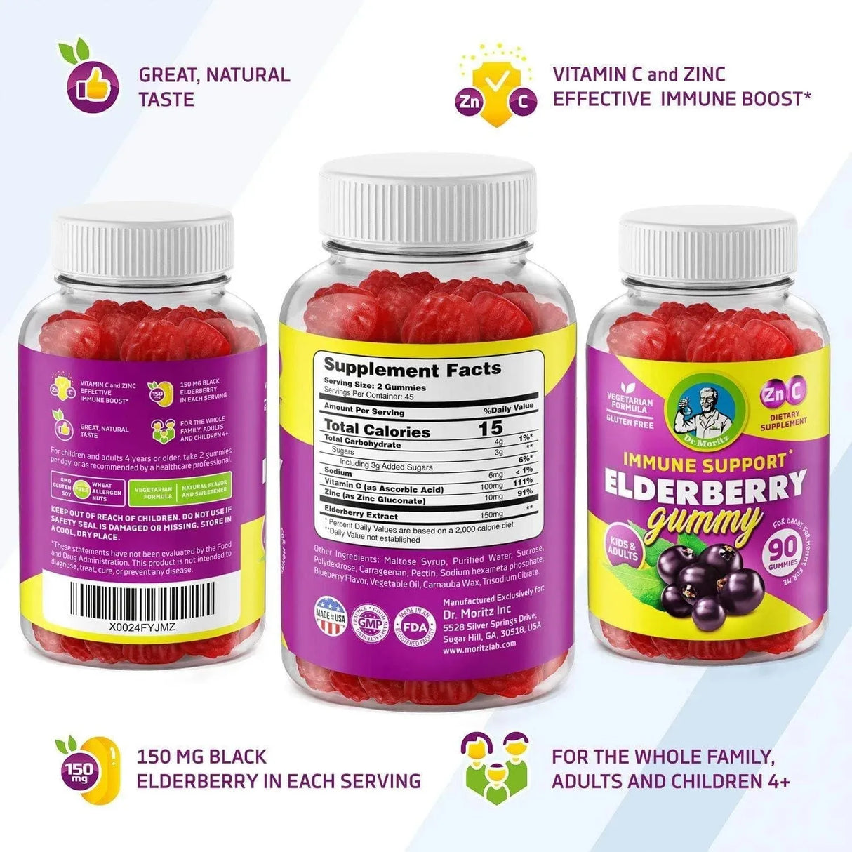 DR. MORITZ - DR. MORITZ Elderberry Gummies for Kids and Adults 90 Gomitas - The Red Vitamin MX - Suplementos Alimenticios - {{ shop.shopifyCountryName }}