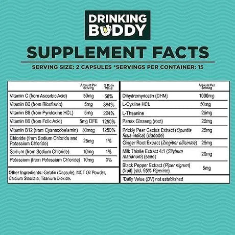 DRINKING BUDDY - Drinking Buddy After-Drinking Aid DHM Formula 30 Capsulas 2 Pack - The Red Vitamin MX - Suplementos Alimenticios - {{ shop.shopifyCountryName }}