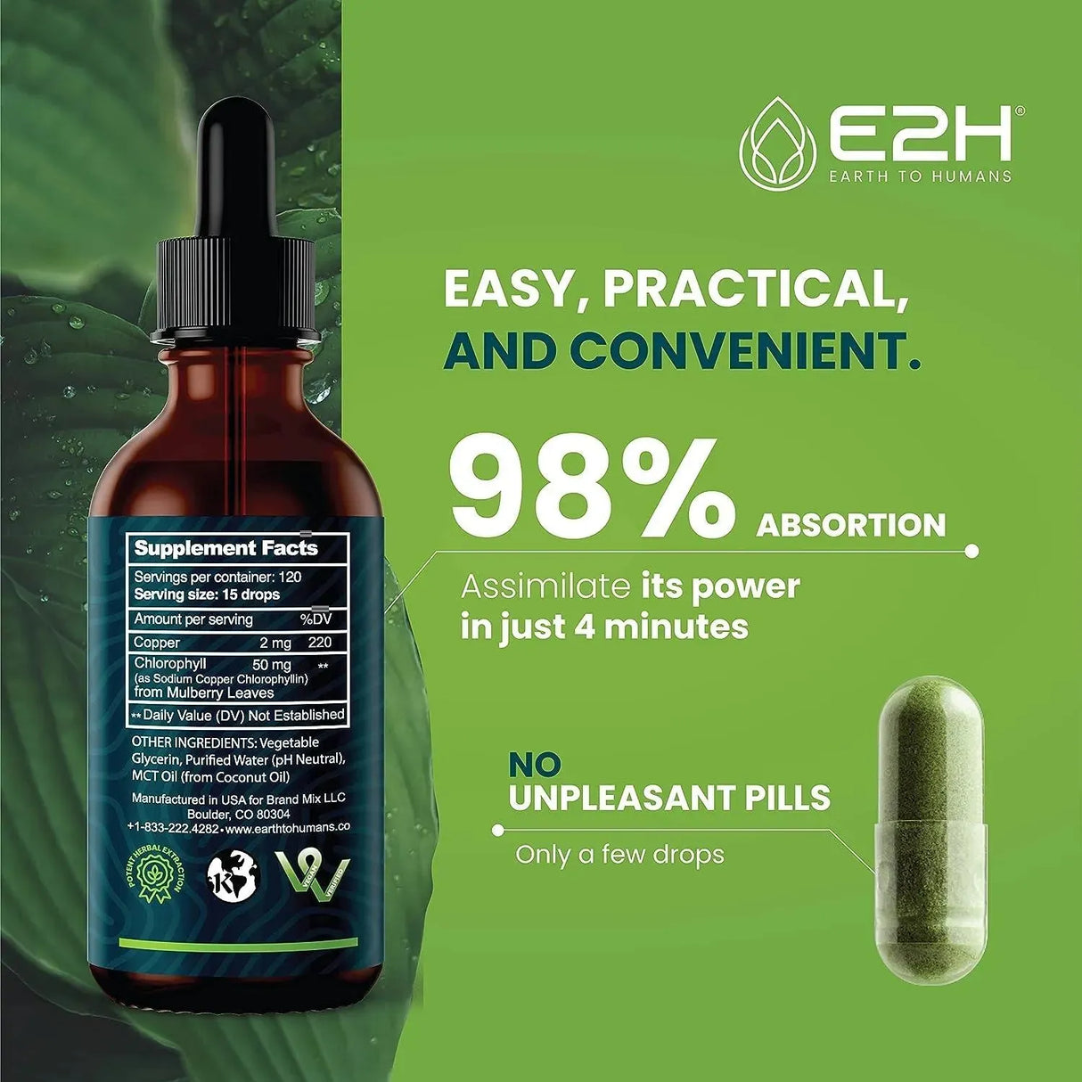 E2H - E2H Chlorophyll Liquid Drops 59Ml. 2 Pack - The Red Vitamin MX - Suplementos Alimenticios - {{ shop.shopifyCountryName }}